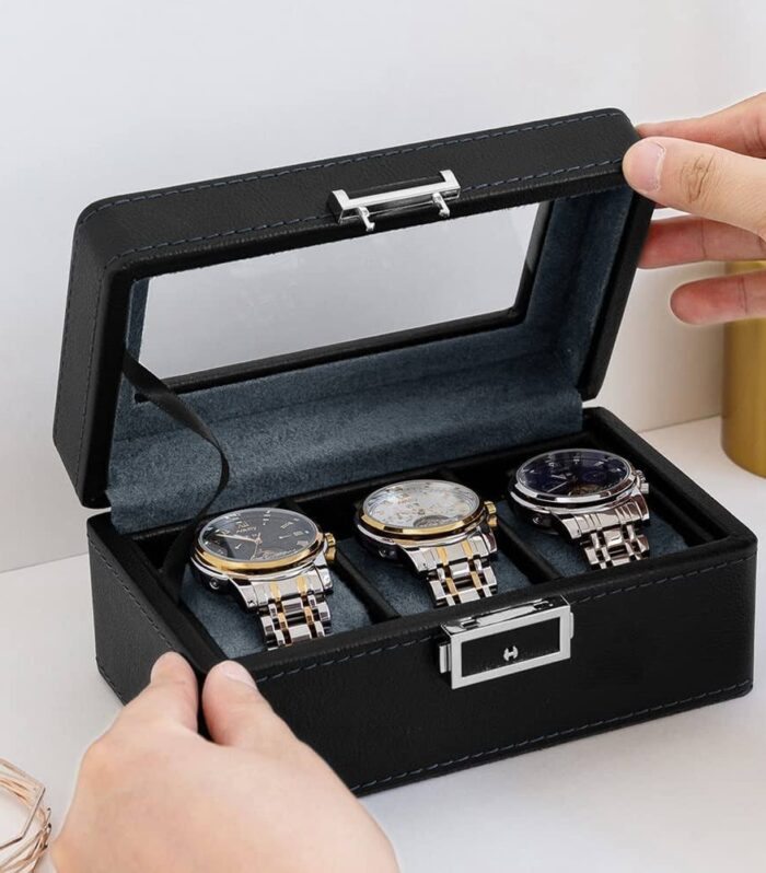 3 Slots PU Leather Quality Watch Storage Box/Organizer
