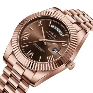 Nibosi 2628 Rose Gold Day and Date Stainless Steel Men Quartz Watch